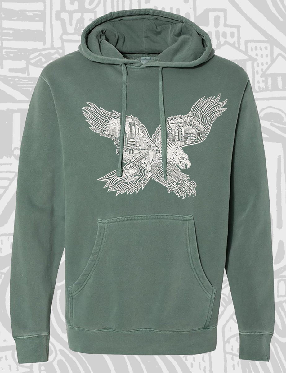 EAGLE SKYLINE PIGMENT DYE HOODIE – Shop Paul Carpenter Art