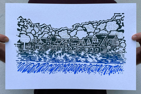 BOATHOUSE ROW SCREEN PRINT 3 COLOR