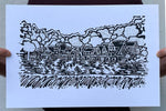 BOATHOUSE ROW SCREEN PRINT BLACK