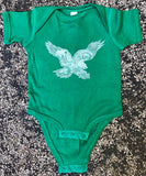 Paul Carpenter Art EAGLE SKYLINE KELLY GREEN ONESIE