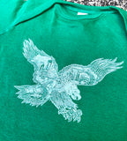 Paul Carpenter Art EAGLE SKYLINE KELLY GREEN ONESIE