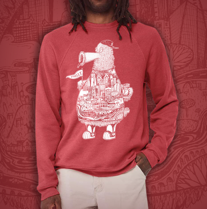 Shop Paul Carpenter Art FANATIC SKYLINE - SPONGE FLEECE CREW NECK SWEATSHIRT
