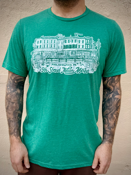 Shop Paul Carpenter Art Apparel & Accessories ITALIAN MARKET - GREEN UNISEX TEE