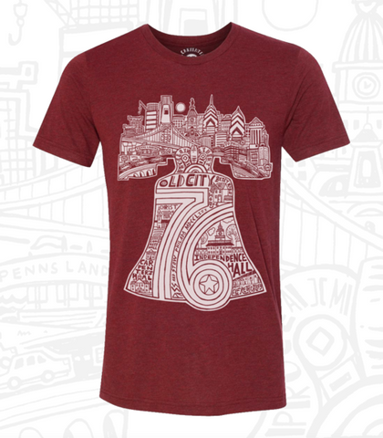 LIBERTY BELL CARDINAL RED UNISEX TEE