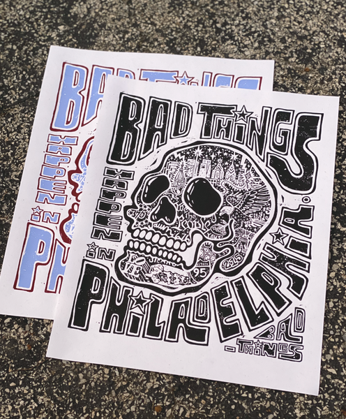 BAD THINGS SCREEN PRINT BLACK + WHITE – Shop Paul Carpenter Art